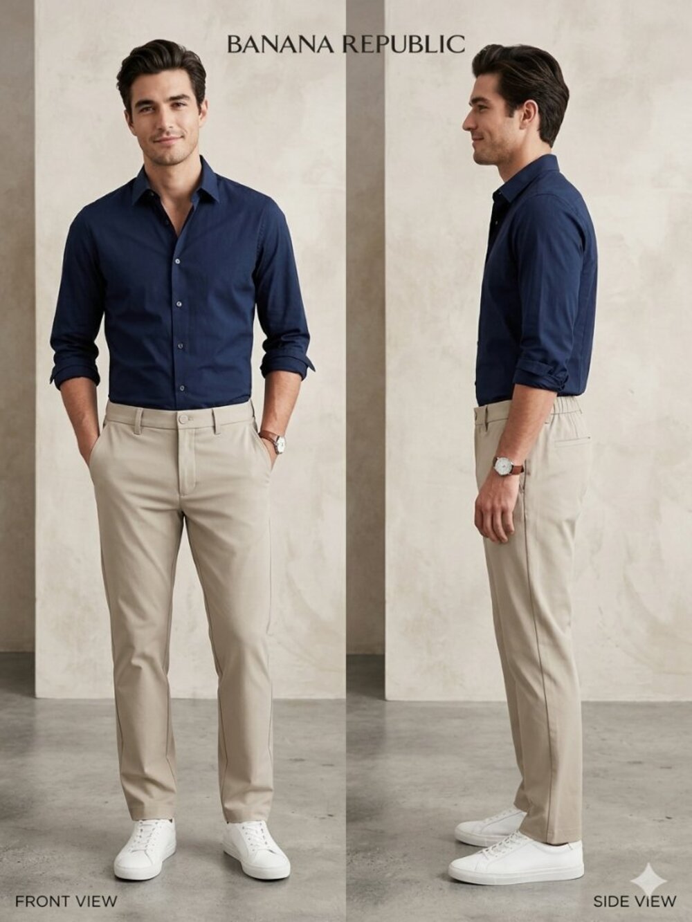 Banana Republic Commuter Flex Men's Chinos Tan Khaki Pants - Size 34x34 NEW